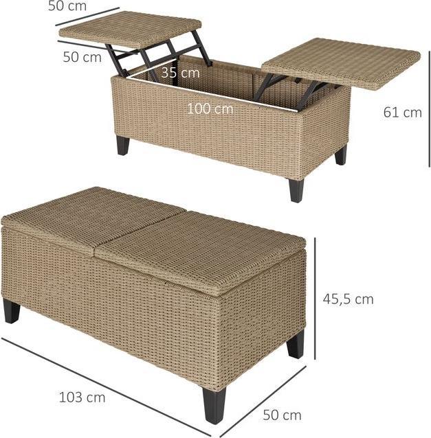 Actual product image Swisshandel24 Polyrattan side table garden coffee table garden table balcony table extendable steel khaki 103 x