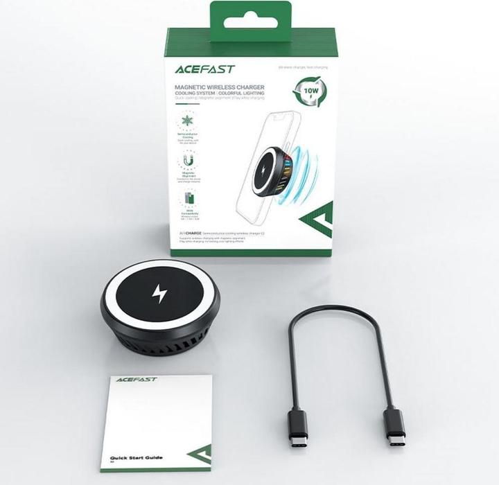 Actual product image Acefast wireless induction charger with dark gray (E2) cooling system (10 W)
