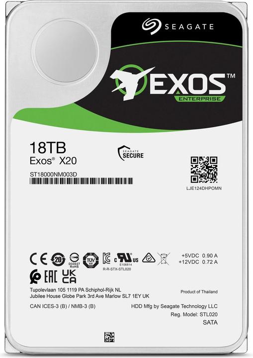 Actual product image Seagate Exos X20 (18 TB, 3.5", CMR)