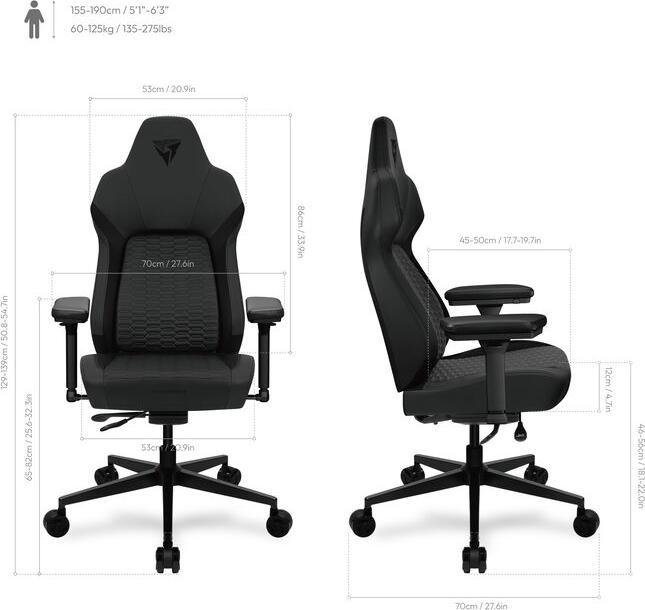 Actual product image Thunder X3 ThunderX3 CORE Smart Ergonomic Gaming Chair - Racer Black