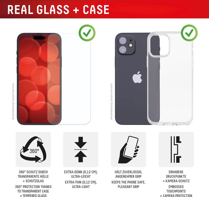 Actual product image Displex Real Glass, 2D Panzerglas + Handyhülle (1 Piece, Apple iPhone 16)