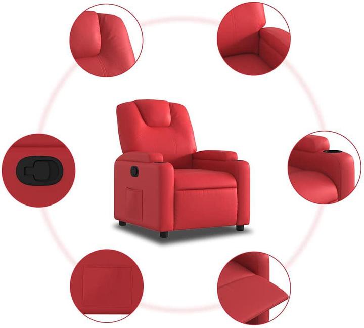 Actual product image VidaXL Recliner red faux leather,Colour: Red,Material: Faux leather