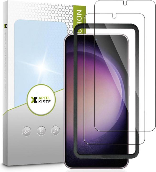 Actual product image Apfelkiste - Panzer Glas Displayschutzfolie mit Montagerahmen (2er Set) (2 Piece, Samsung Galaxy S23)