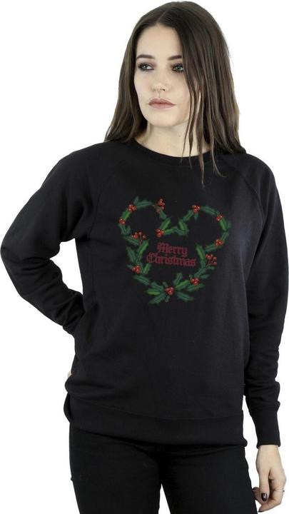 Actual product image Disney Womens/Ladies Mickey Mouse Merry Christmas Holly Sweatshirt (L)