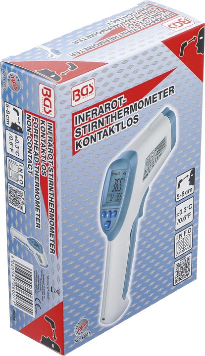 Produktbild BGS Stirn-Fieber-Thermometer kontaktlos, Infrarot für Personen + Objekt-Messung 0 - 100° (Stirn, Berührungslos)