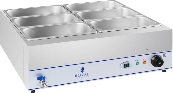 Produktbild Royal Catering Bain Marie 2.000 W 6 1 3 GN Behälter Speisenwärmer Wasserbad Edelstahl LCD