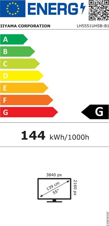 Energie-Label iiyama LH5551UHSB-B1 55IN SLIM 4K UHD (3840 x 2160 Pixel, 54")
