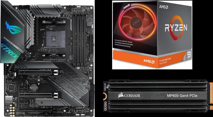 Produktbild ASUS ROG Strix X570-F + Ryzen 9 3900X + Corsair MP600