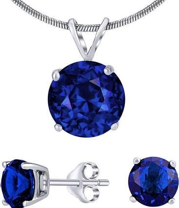 Produktbild Silvego - Jjjs8tm1 - Damen 925 Sterling Silber Schmuck Set mit dunkelblauem (925 Sterling Silber)