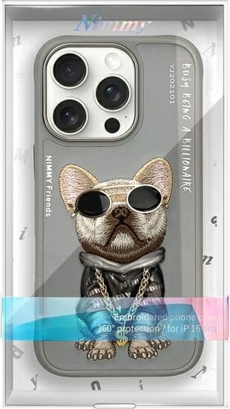 Actual product image Nimmy case iPhone 16 Pro Max 6.9" gray Glasses Cool Dog (Apple iPhone 16 Pro Max)