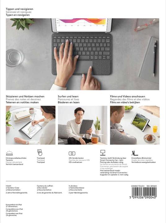 Image du produit Logitech Combo Touch (DE, iPad 2019 (7e gène), iPad 2020 (8. Gen), iPad 2021 (9e génération))