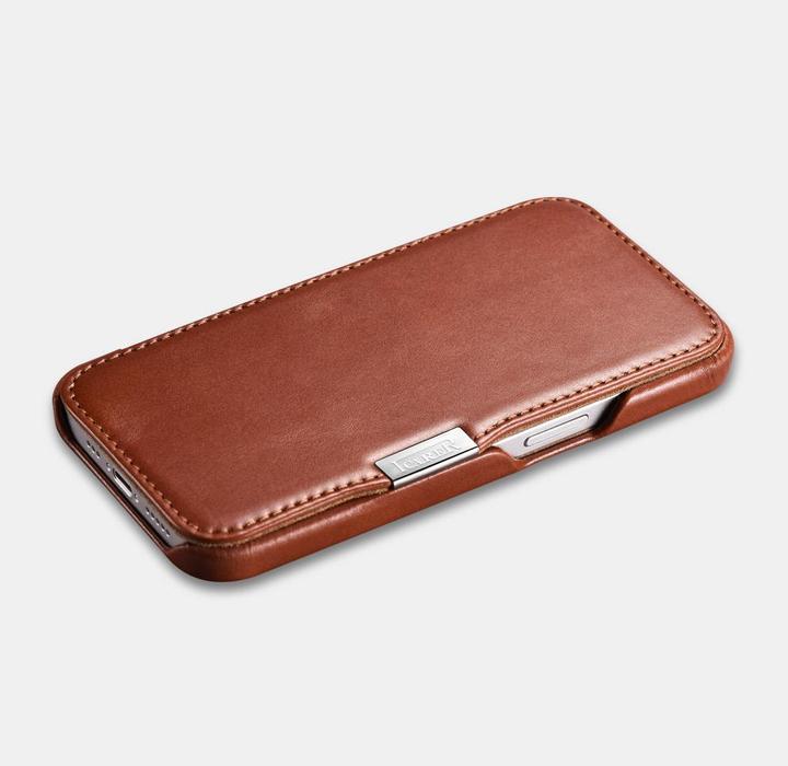 Actual product image iCarer iPhone 15 - Vintage leather Flipcase brown WMI15230613 (Apple iPhone 15)
