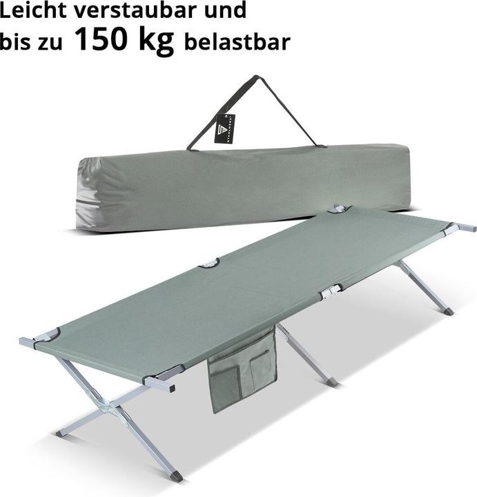 Produktbild Stahlwerk Campingliege 150 kg 190x63 cm Feldbett Campingbett Faltliege Faltbett