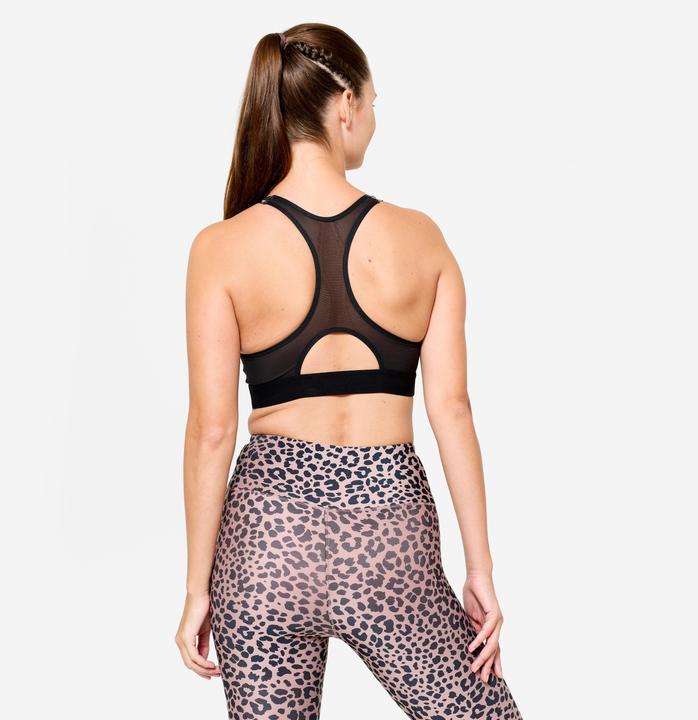 Image du produit Decathlon Brassière dos nageur avec coques maintien modéré Femme, Léopard beige et noir (L)