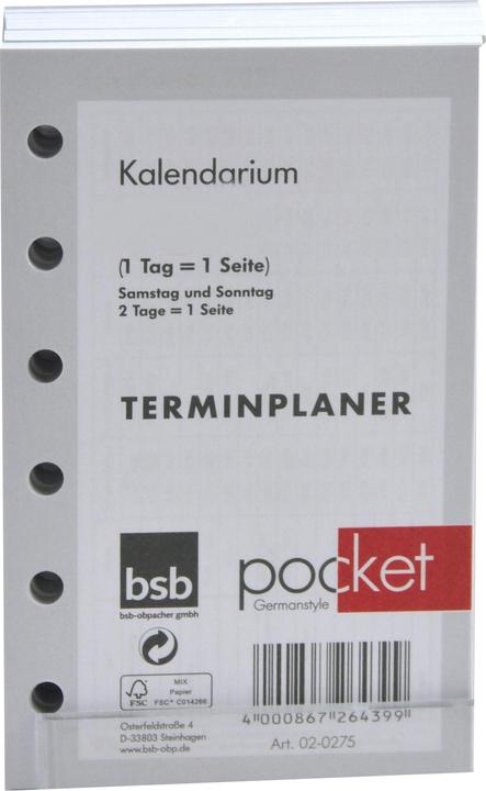 Actual product image BSB-Obpacher Calendar inserts for timer approx. A7 1day/1page (12 x 8 cm)