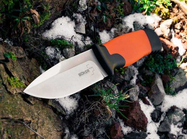 Produktbild Böker Plus 02BO014 Outdoorsman XL Feststehendes Messer aus 12C27-Stahl und Gummi in der Farbe Orange (11.30 cm)