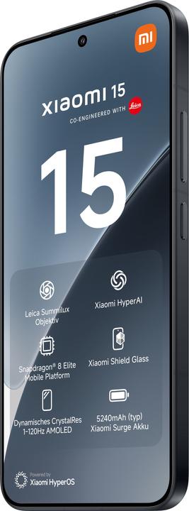 Produktbild Xiaomi 15 (512 GB, Black, 6.36", Dual SIM, 50 Mpx, 5G)