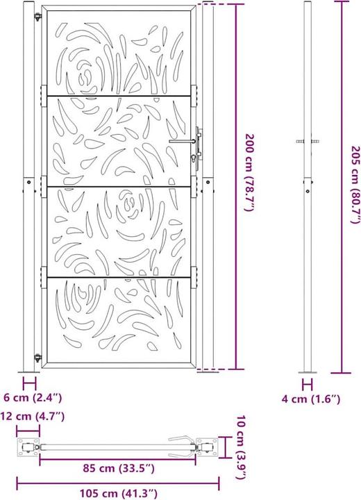 Immagine prodotto VidaXL Cancello da giardino 105x205 cm Cancello per recinzione in acciaio resistente alle intemperie con