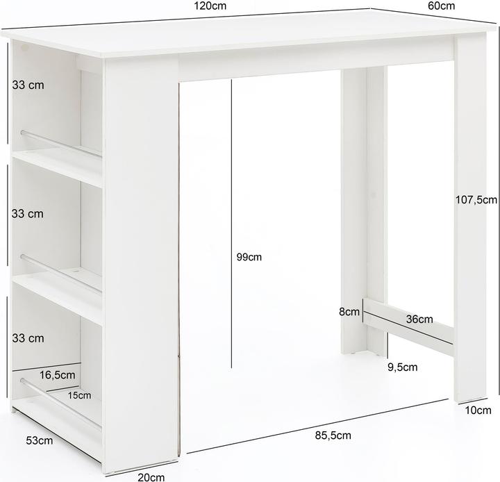 Productafbeelding Wohnling Bar bistro tafel (120 x 60 x 107,5 cm)