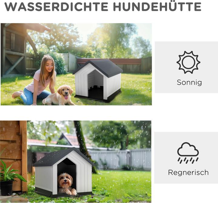 Actual product image PawHut Hundehütte Kunststoff Grau+Weiss (Dog house)