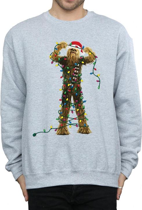Actual product image Star Wars Mens Chewbacca Christmas Lights Sweatshirt (XXL)