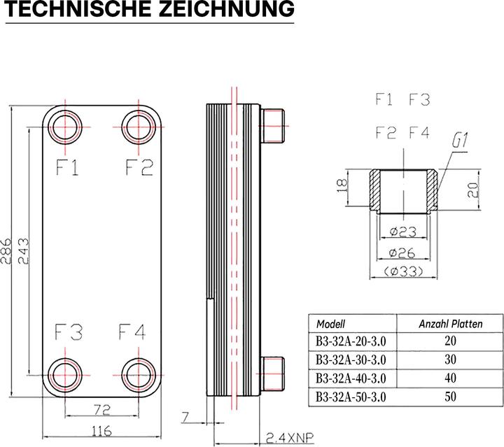 Actual product image Wiltec Hrale Stainless Steel Heat Exchanger 50 Plates max. 285 kW Plate Heat Exchanger