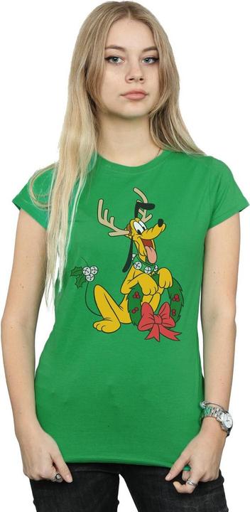 Actual product image Disney Womens/Ladies Pluto Christmas Reindeer Cotton T-Shirt (XL)