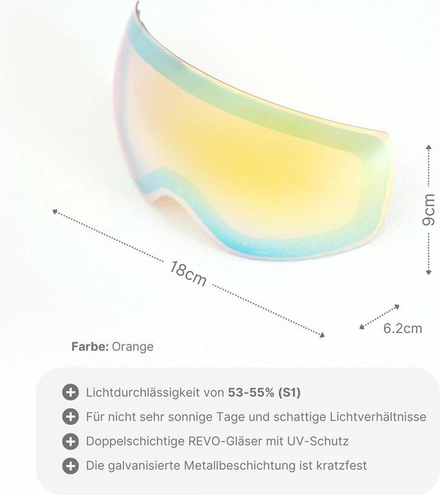 Immagine prodotto Hermex Ersatzglas für magnetische Skibrille Wechselglas Skibrillenglas Snowboardbrillenglas (Lente di ricambio per occhiali da sci)
