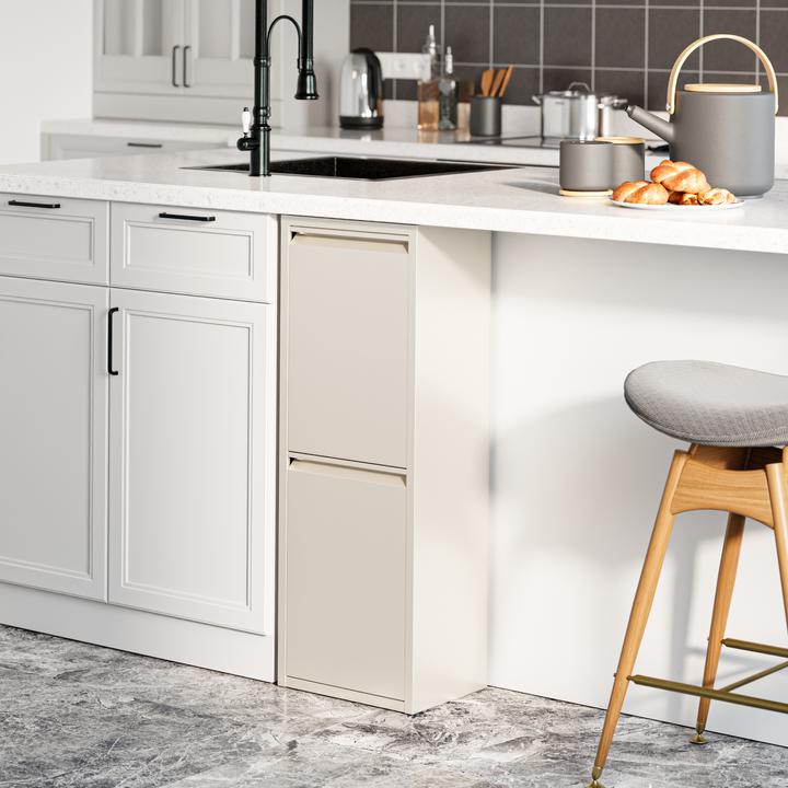 En.Casa Mülltrennschrank Sollentuna Metall 2x14 L Pfefferweiss (28 l)