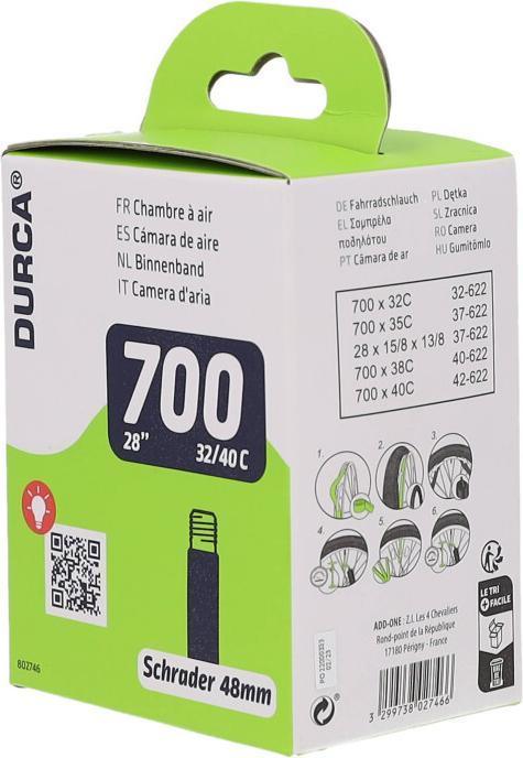Durca fahrradschlauch 32/40c-32/42-622 sv (Schrader (AV), 28", 48 mm)