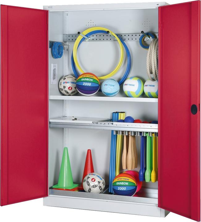 Produktbild C+P Modul-Sportgeräteschrank mit Komplettausstattung (HxBxT: 195x120x50 cm, mit Vollblech-Flügeltüren)