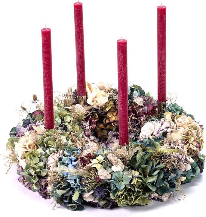 VEG and the City Adventskranz Trockenblumen Wild ca. 45 cm - Kerzen Bordeaux (45 cm)