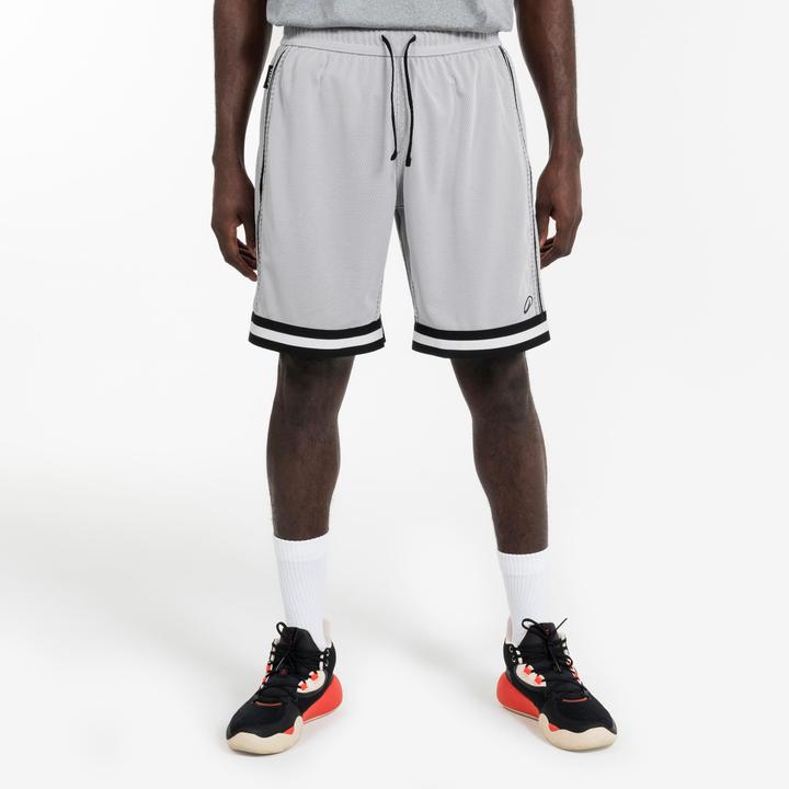 Kipsta Damen/Herren Basketball Shorts wendbar leicht - SHR 500 schwarz-weiss