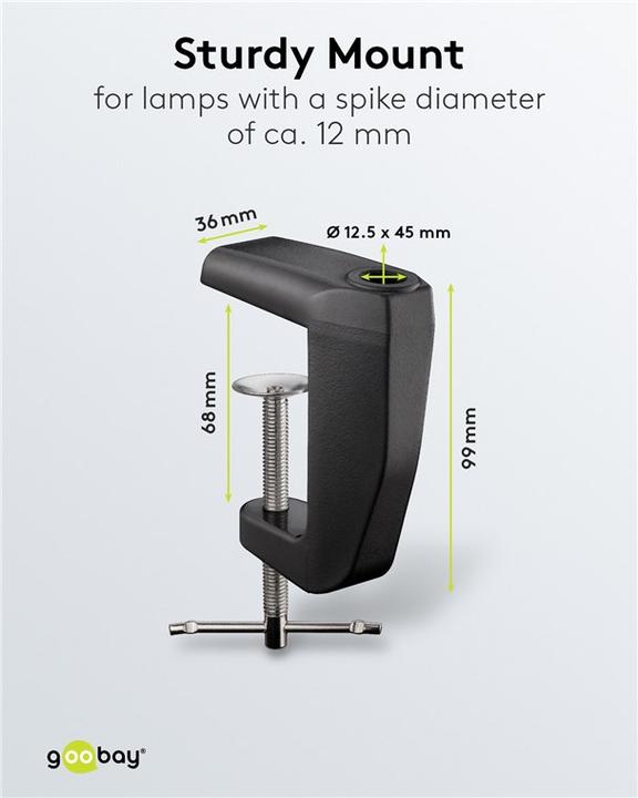 Image du produit Goobay Pince de table de rechange pour lampes loupes avec bras articulé, noir
