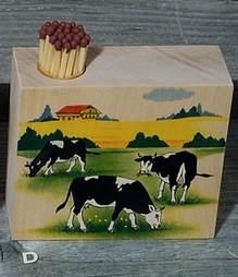 Fischer Zündholzhalter Kühe, 3 schwarze Kühe