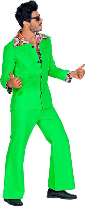Image du produit Widmann Costume style disco des années 70 avec chemise et pantalon Vert (XL)