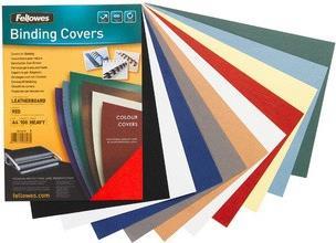 Actual product image Fellowes Delta cover sheet with leather structure, blue