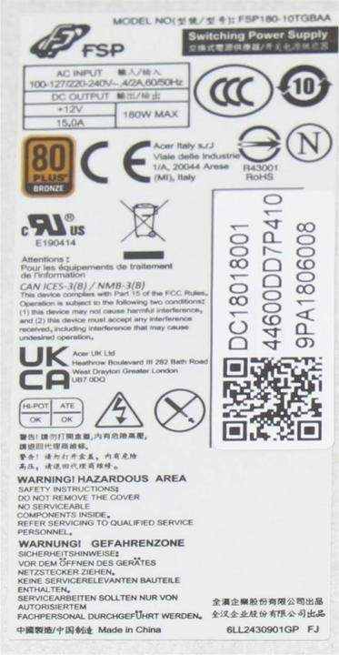 Actual product image Acer DC.18018.001 (180 W)