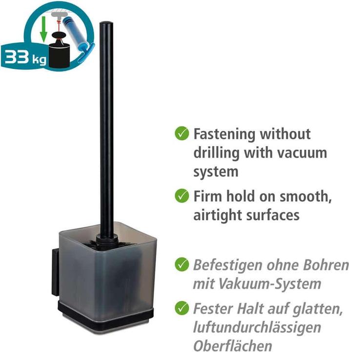 Image du produit Wenko Vacuum-Loc® WC-Garnitur Mod. Quadro Schwarz Befestigen ohne Bohren