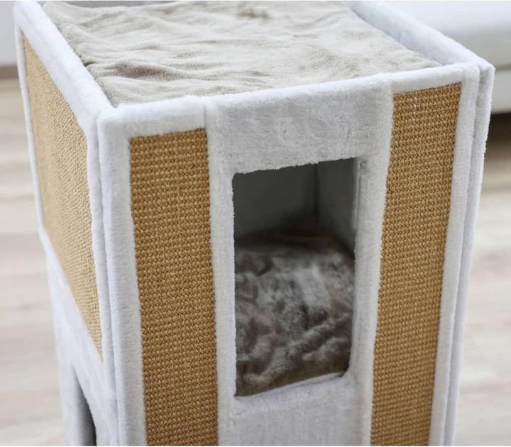 Actual product image Kerbl Scratching bin Galina, 40x40x78cm, white (78 cm, White, Brown)