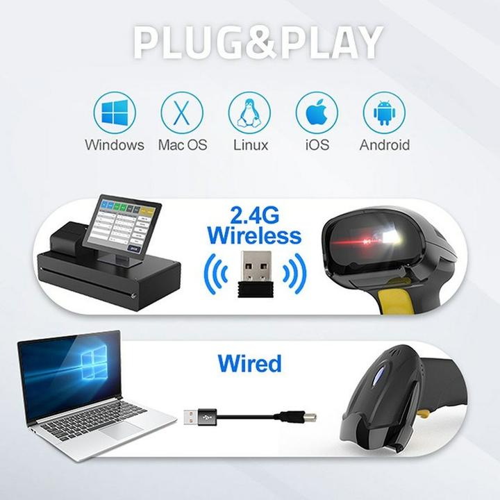 Actual product image Qoltec 50856 Wireless barcode scanner 1D 2D | 2 4 GHz
