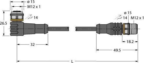 Produktbild Turck Aktuator- und Sensorleitung PUR Verbindungsleitung WKC4.4T-P7X3.2-7.5-RSC4 (7.50 m)