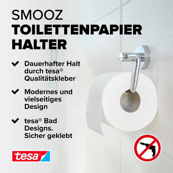 Produktbild tesa SMOOZ WC-Papierrollenhalter inkl. Klebelösung ohne Bohren