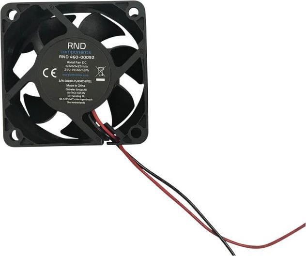 Produktbild RND Components Bürstenloser Axiallüfter DC 60x60x25mm 24V 39.66m³/h IP44 (60 mm)