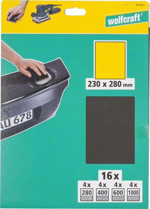 Actual product image wolfcraft Sandpaper Sheet for Metal/Varnish, Wet/Dry Sanding, grain 600 (600)