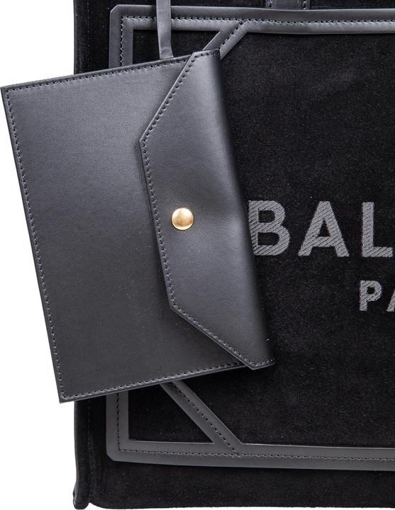Image du produit Balmain b-army medium suede shopper bag with logo color black
