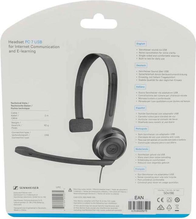 Image du produit Sennheiser Casque PC 7 avec microphone (504196) (pas de réduction du bruit, Filaire)