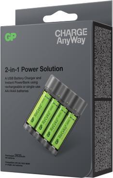 Actual product image GP Batteries Battery Charger Charge Anyway (1 pcs., AAA, AA, 2600 mAh, Battery + charger)