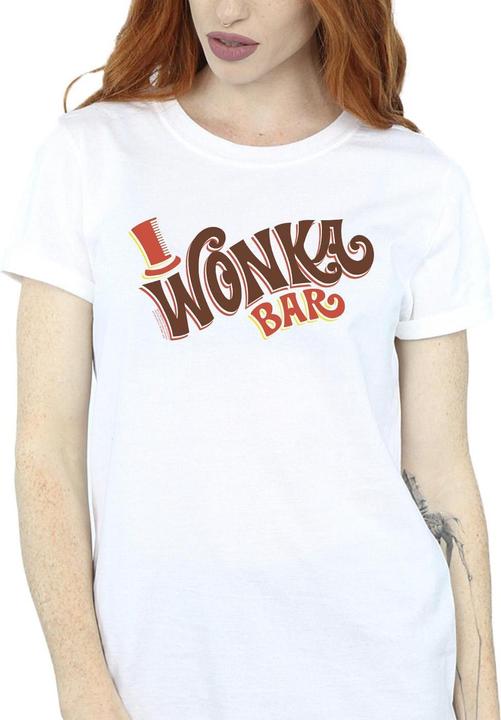 Actual product image Willy Wonka & the Chocolate Factory Womens/Ladies Bar Logo Cotton Boyfriend T-Shirt (XXL)