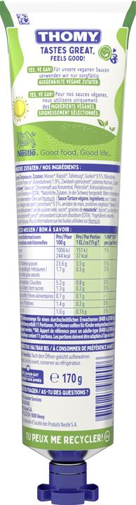 Nährwerte und Zutaten THOMY Vegan Tartare (170 g)